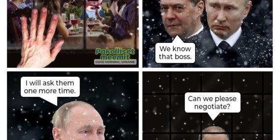 Putin being sad in the snow.