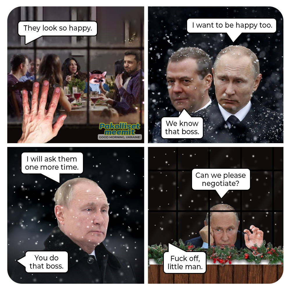 Putin being sad in the snow.